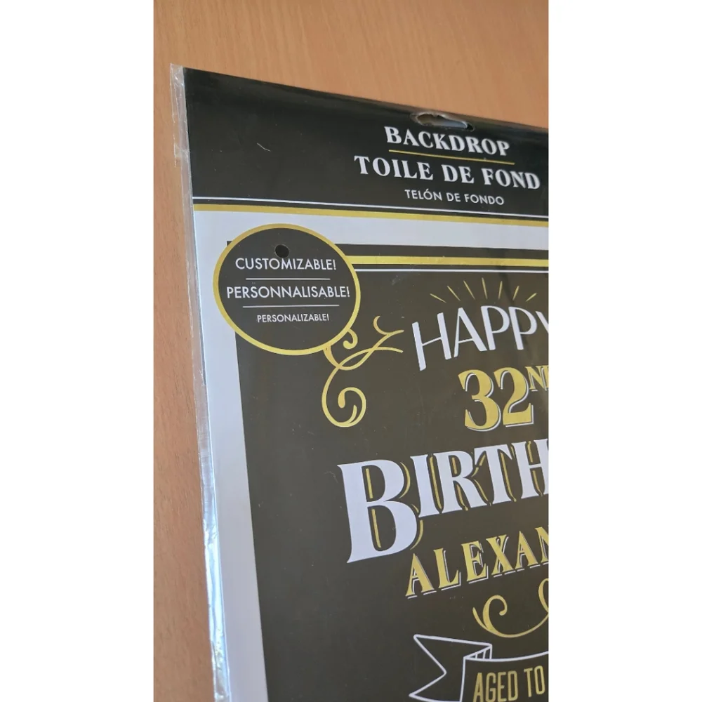 Customizable Birthday Backdrop - Black and Gold